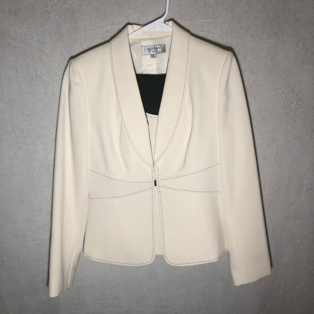 Stresa ASL ladies Black And Ivory Three Piece skirt suit size 8